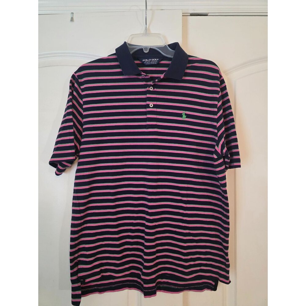 Polo Golf Ralph Lauren Men's Pink Green Striped Pima Cotton Polo Shirt M